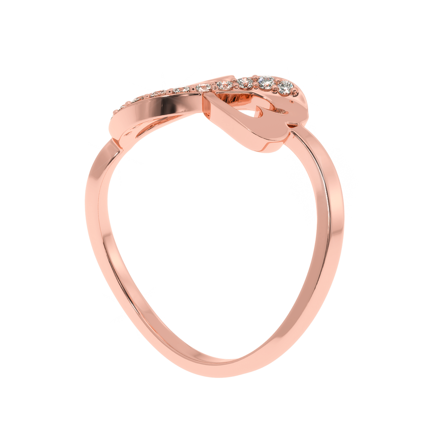 Solitairekart 0.09 CT Lab Diamond Connected Hearts Ring