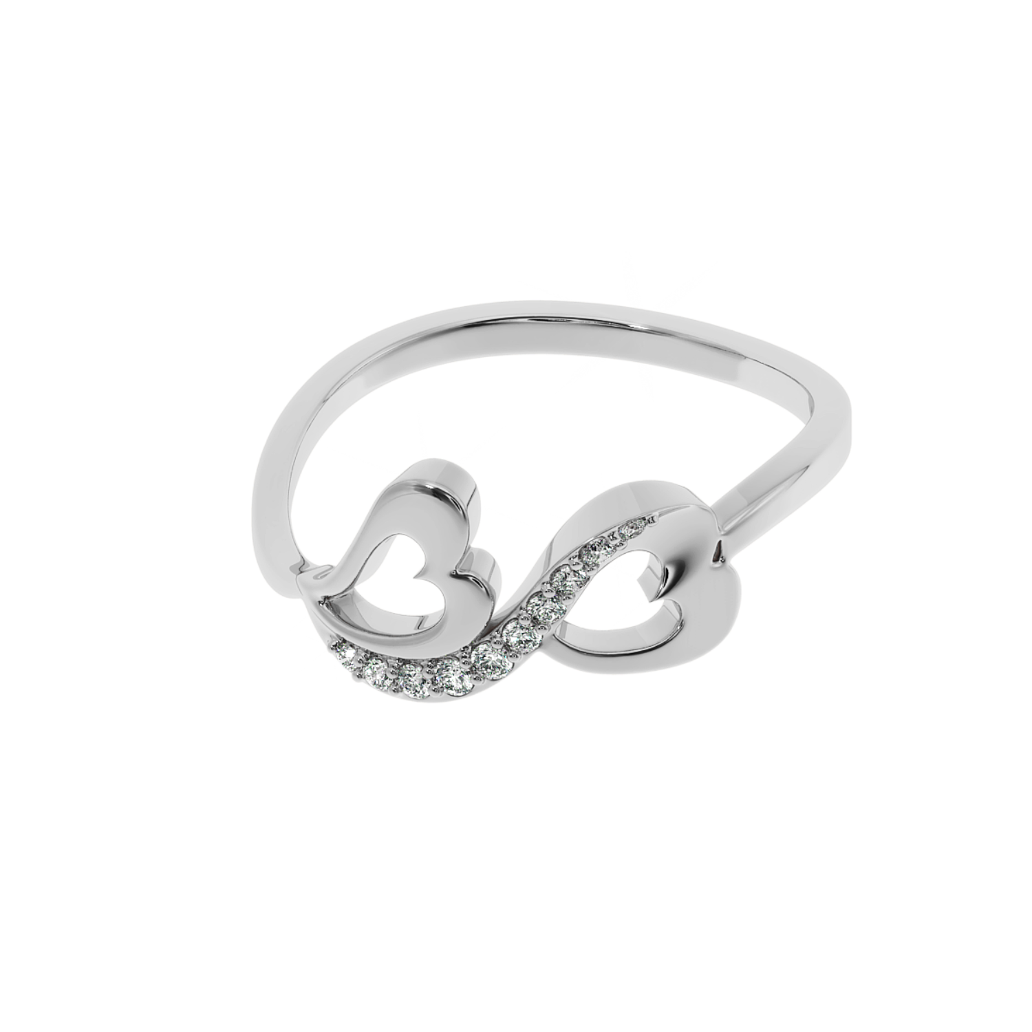 Solitairekart 0.09 CT Lab Diamond Connected Hearts Ring