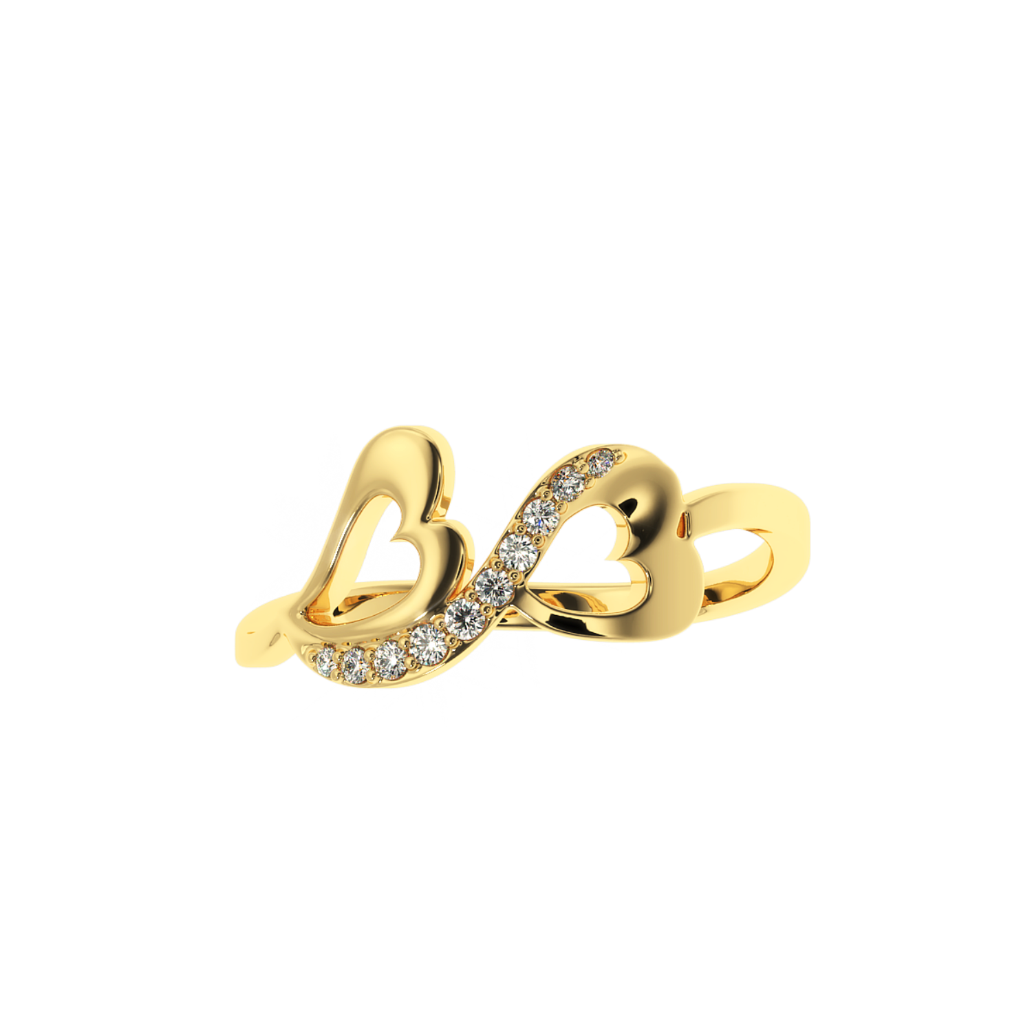 Solitairekart 0.09 CT Lab Diamond Connected Hearts Ring