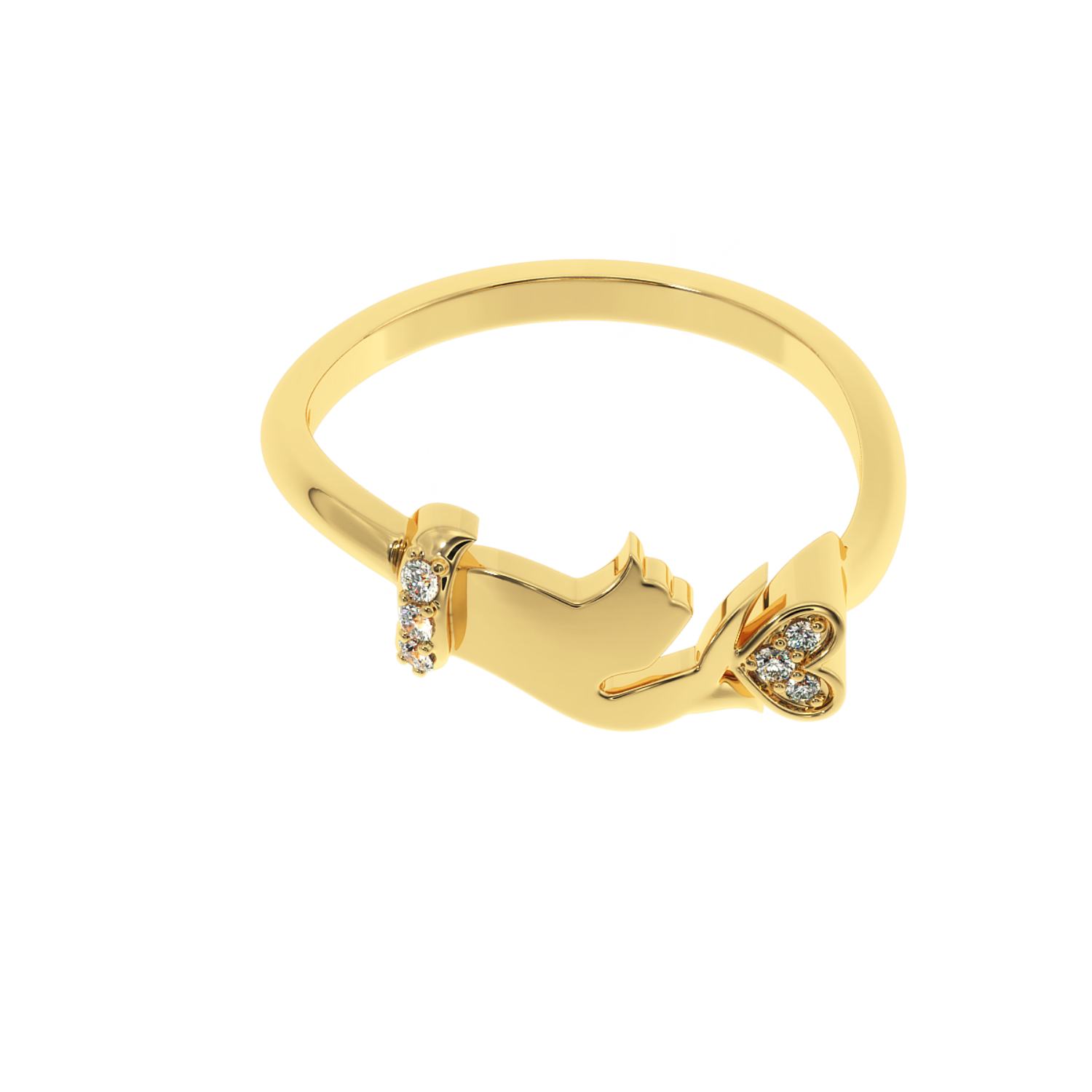 Solitairekart-0.06 CT Lab Diamond Korean Finger Heart Ring