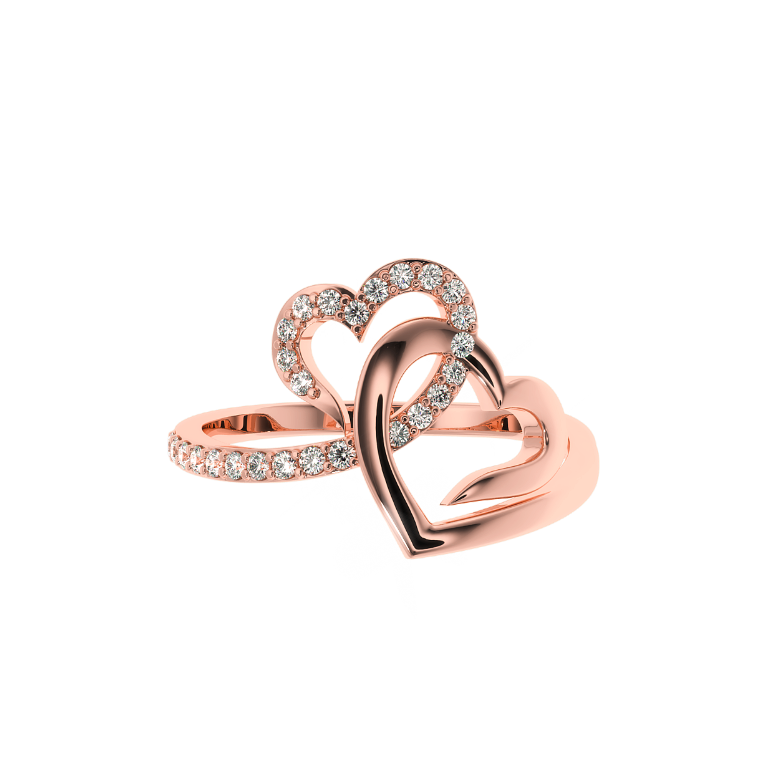 Solitairekart 0.24 CT Lab Diamond Interlocking Hearts Ring