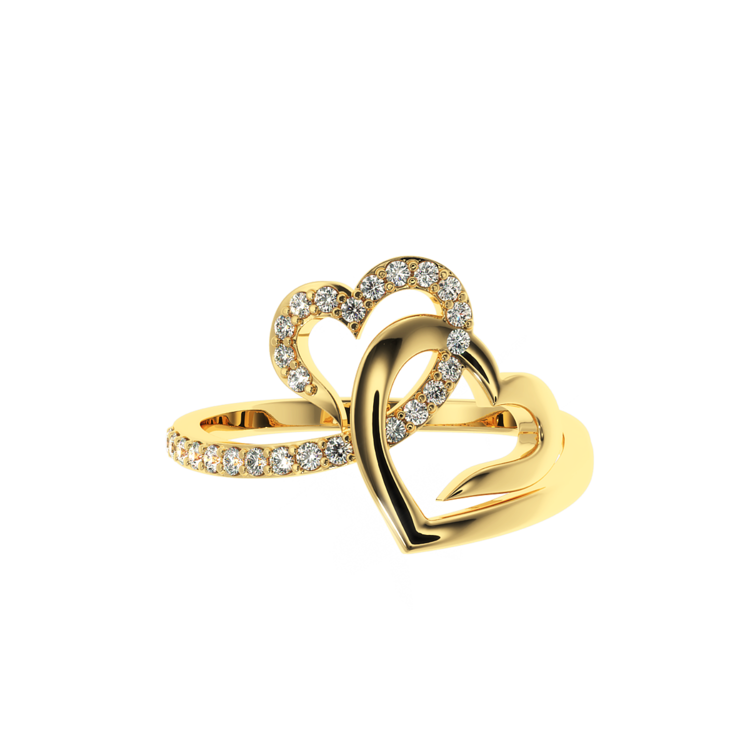 Solitairekart 0.24 CT Lab Diamond Interlocking Hearts Ring