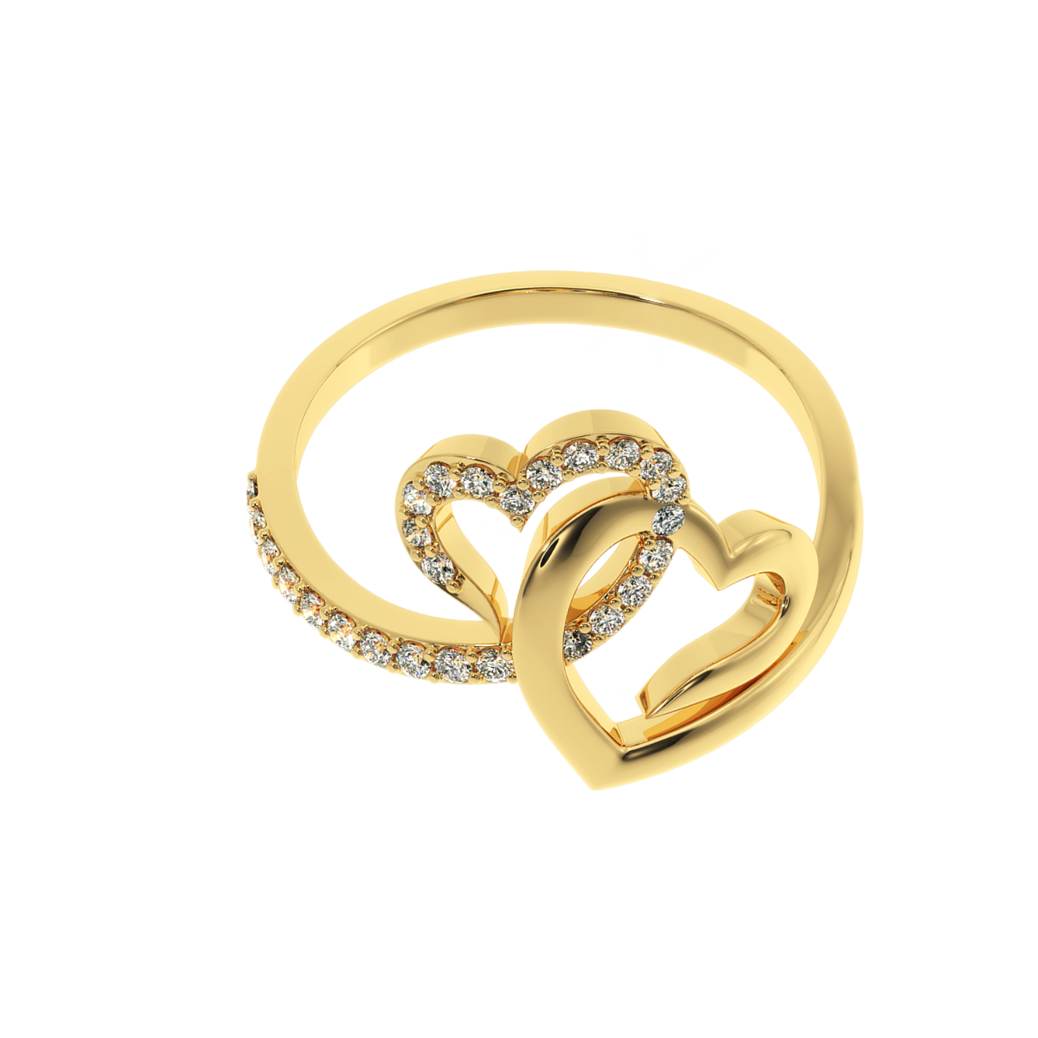 Solitairekart 0.24 CT Lab Diamond Interlocking Hearts Ring