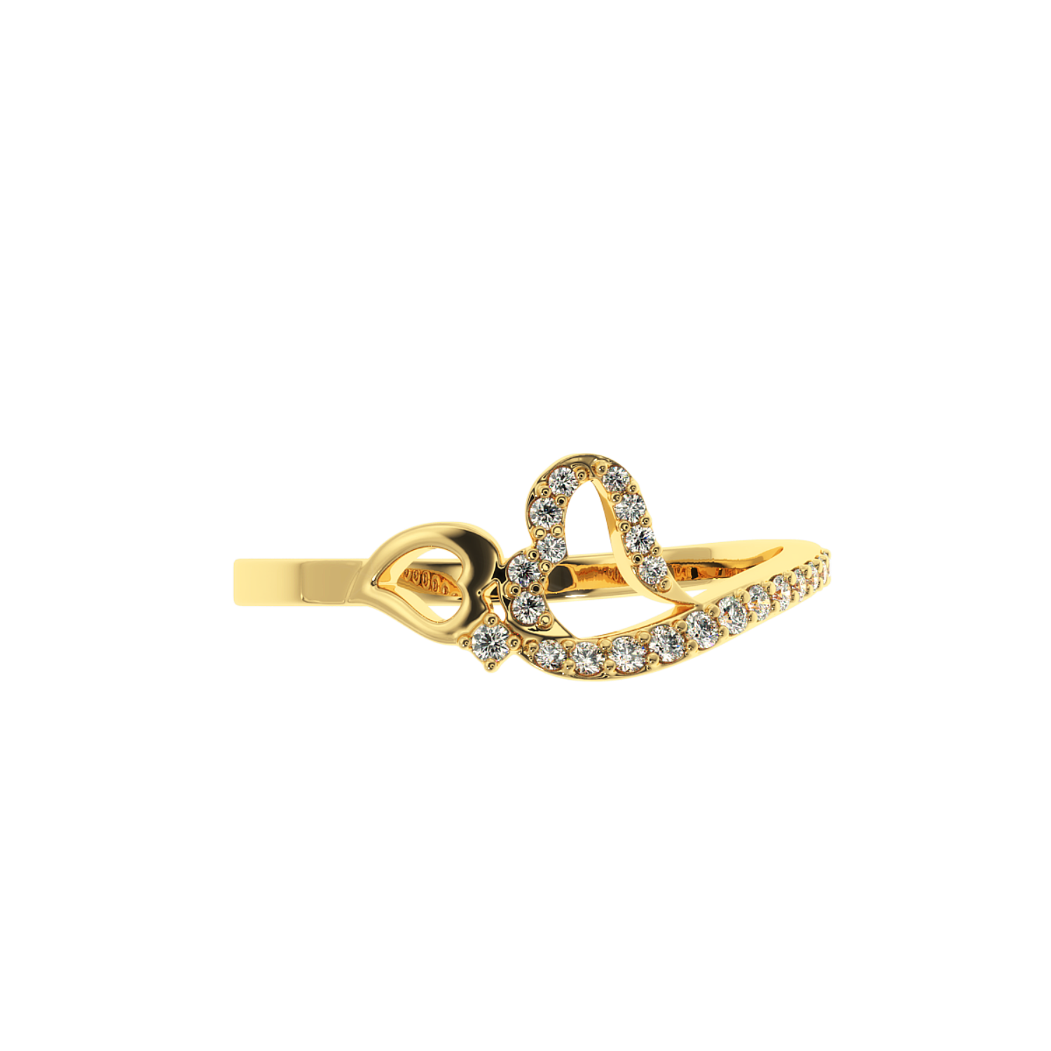 Solitairekart 0.15 CT Lab Diamond Key to My Heart Gold Ring