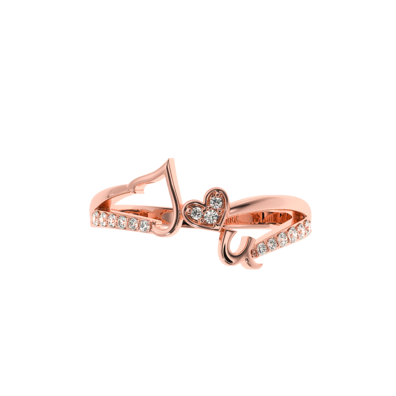 Solitairekart 0.13 CT Intertwined Love Heart Diamond Ring