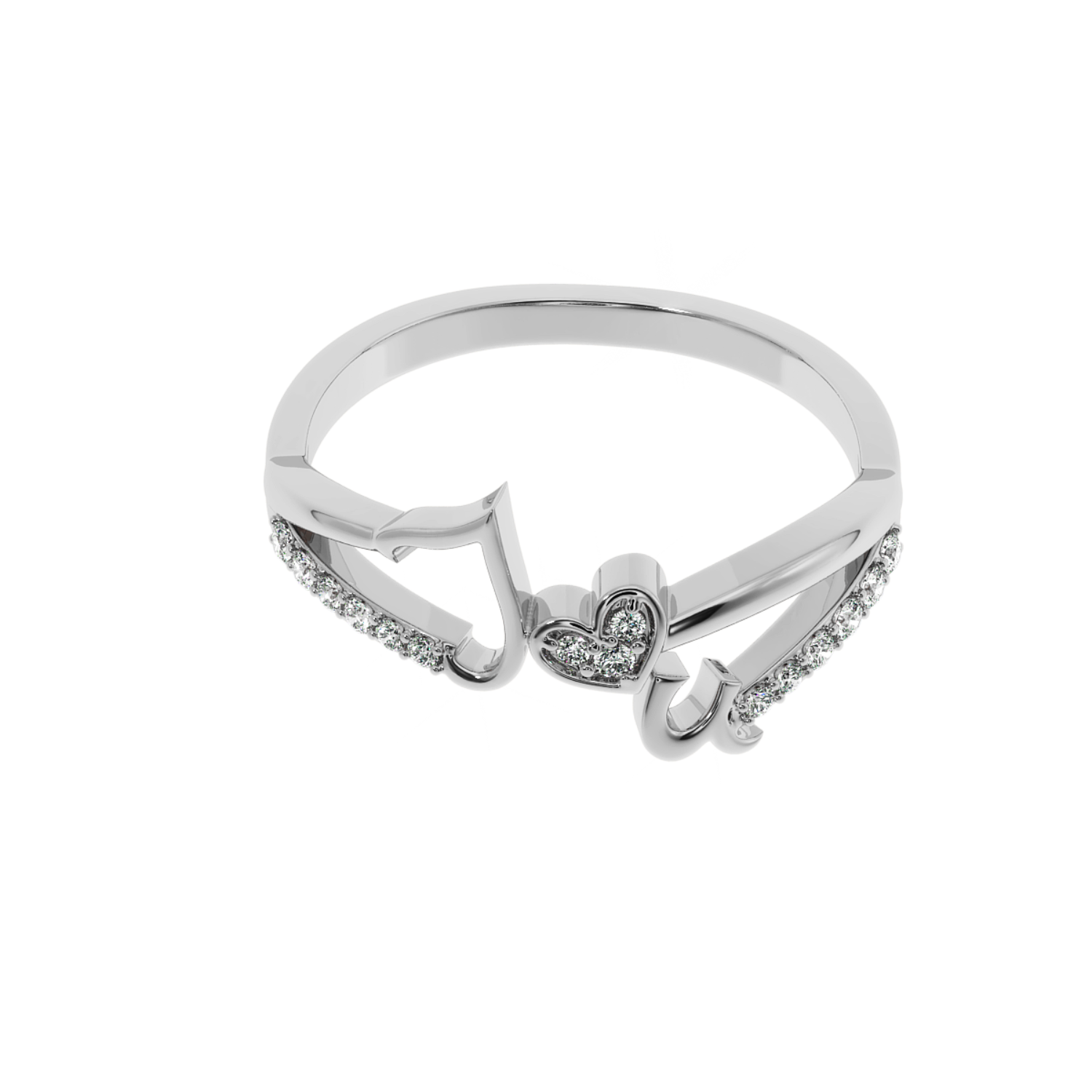 Solitairekart 0.13 CT Intertwined Love Heart Diamond Ring