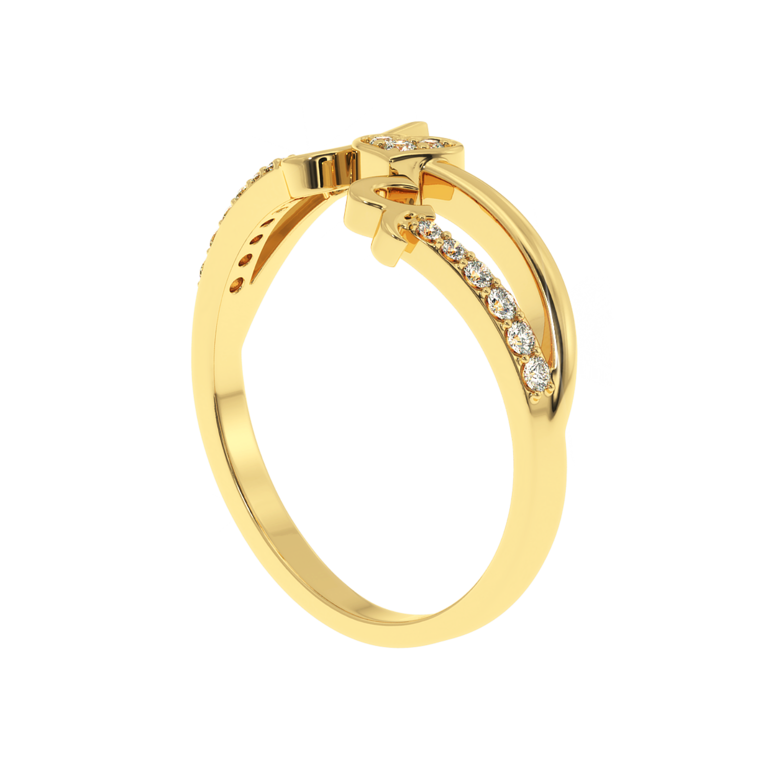 Solitairekart 0.13 CT Intertwined Love Heart Diamond Ring