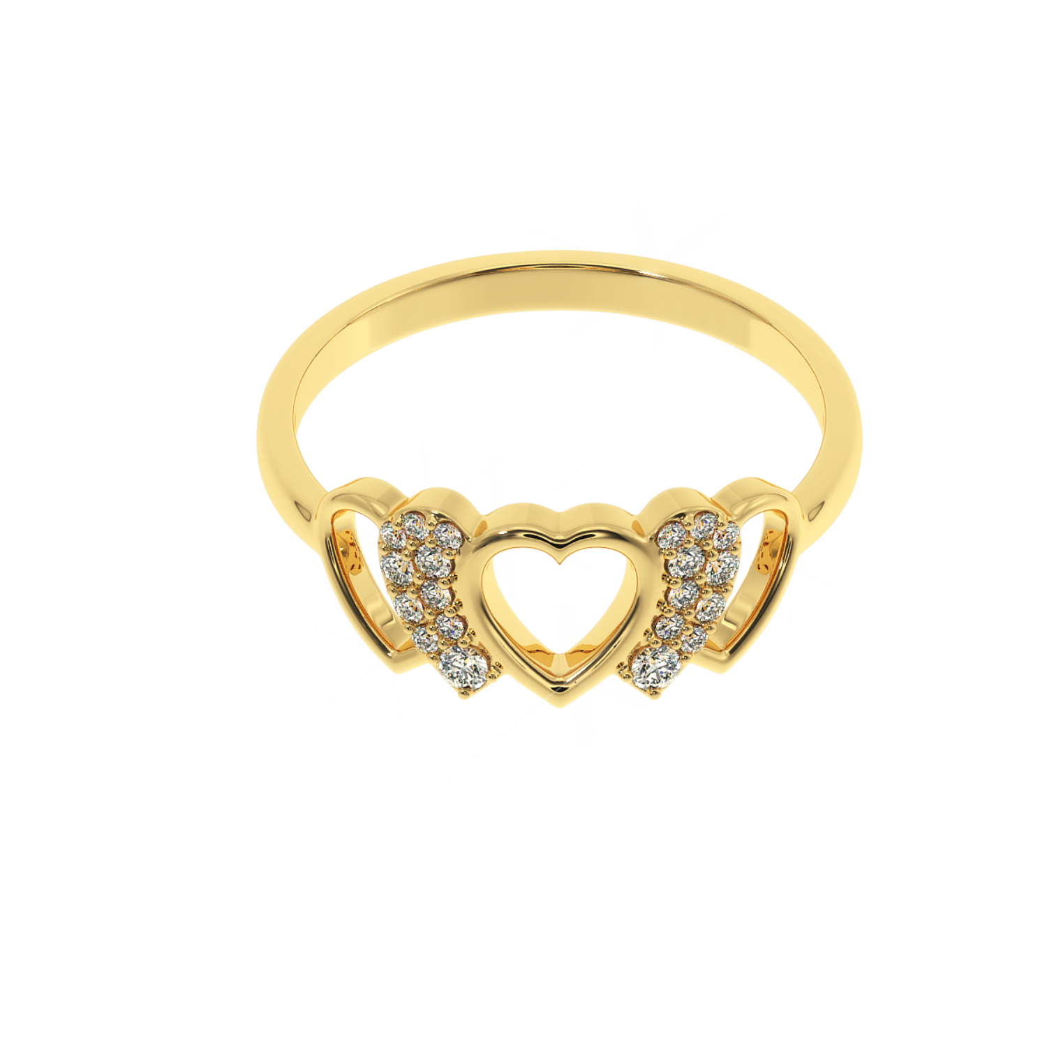 Solitairekart 0.16 CT Lab Grown Diamond Triple Heart Ring