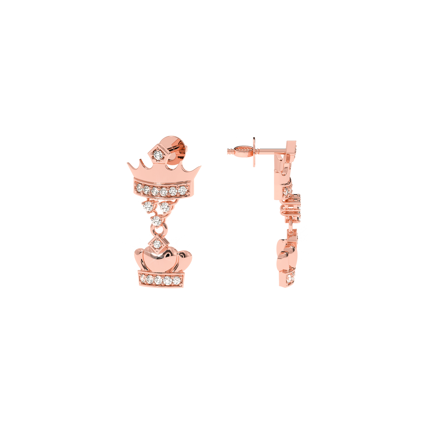 Luxury 0.18ct Lab Diamond Crown Heart Earrings