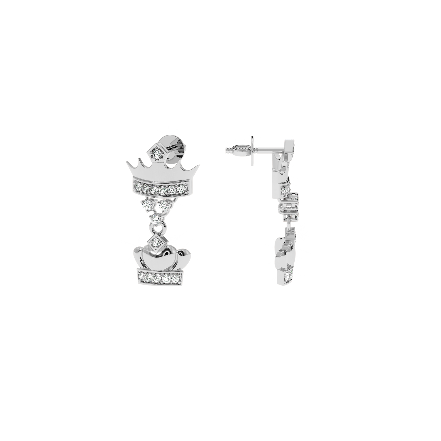 Luxury 0.18ct Lab Diamond Crown Heart Earrings