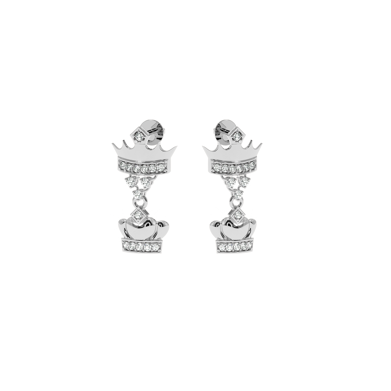 Luxury 0.18ct Lab Diamond Crown Heart Earrings