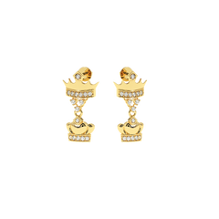 Solitairekart - 0.18 Ct Luxury Crown Heart Drop Lab-Grown Diamond Earrings|