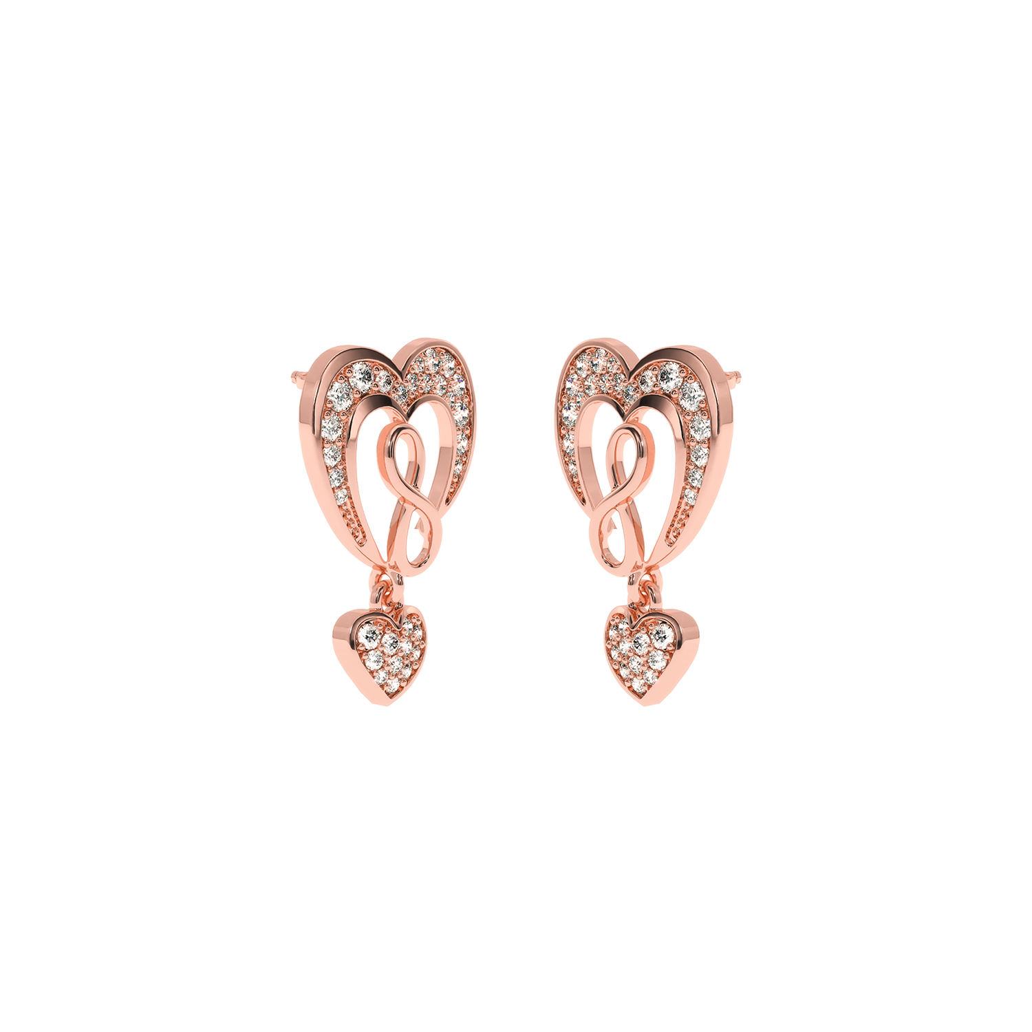 0.45ct Lab Diamond Infinity Heart Earrings HI/VS-SI