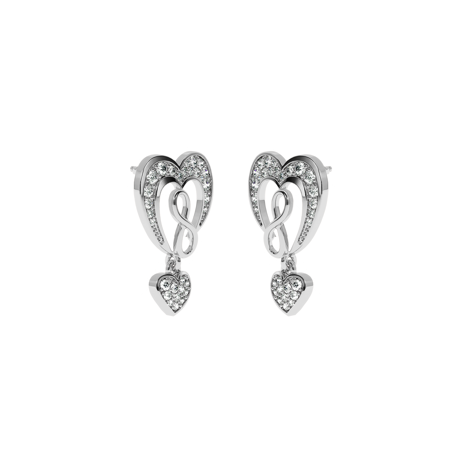 0.45ct Lab Diamond Infinity Heart Earrings HI/VS-SI