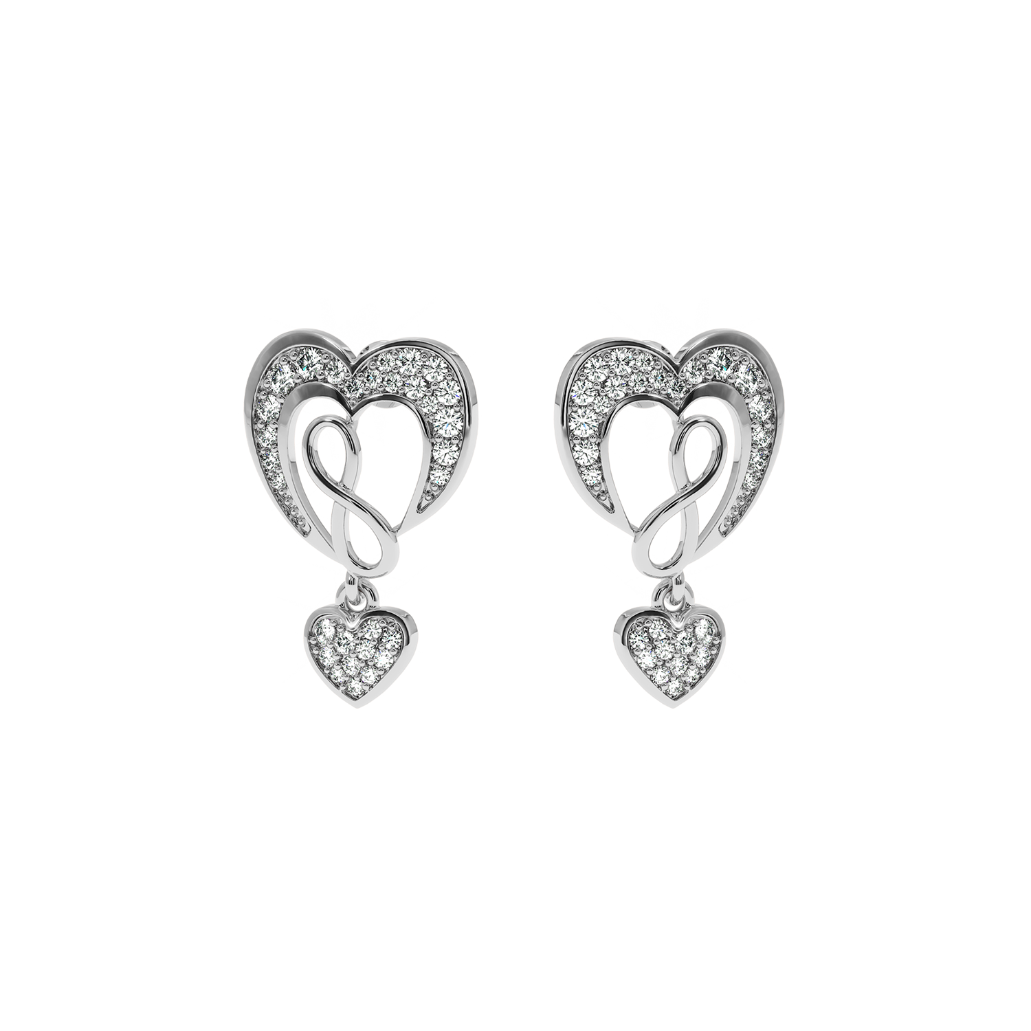 0.45ct Lab Diamond Infinity Heart Earrings HI/VS-SI
