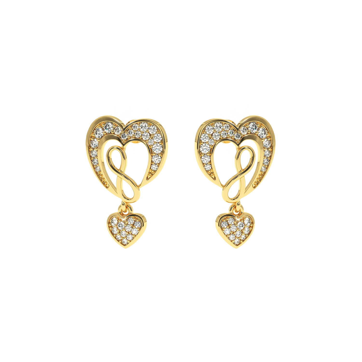 0.45ct Lab Diamond Infinity Heart Earrings HI/VS-SI