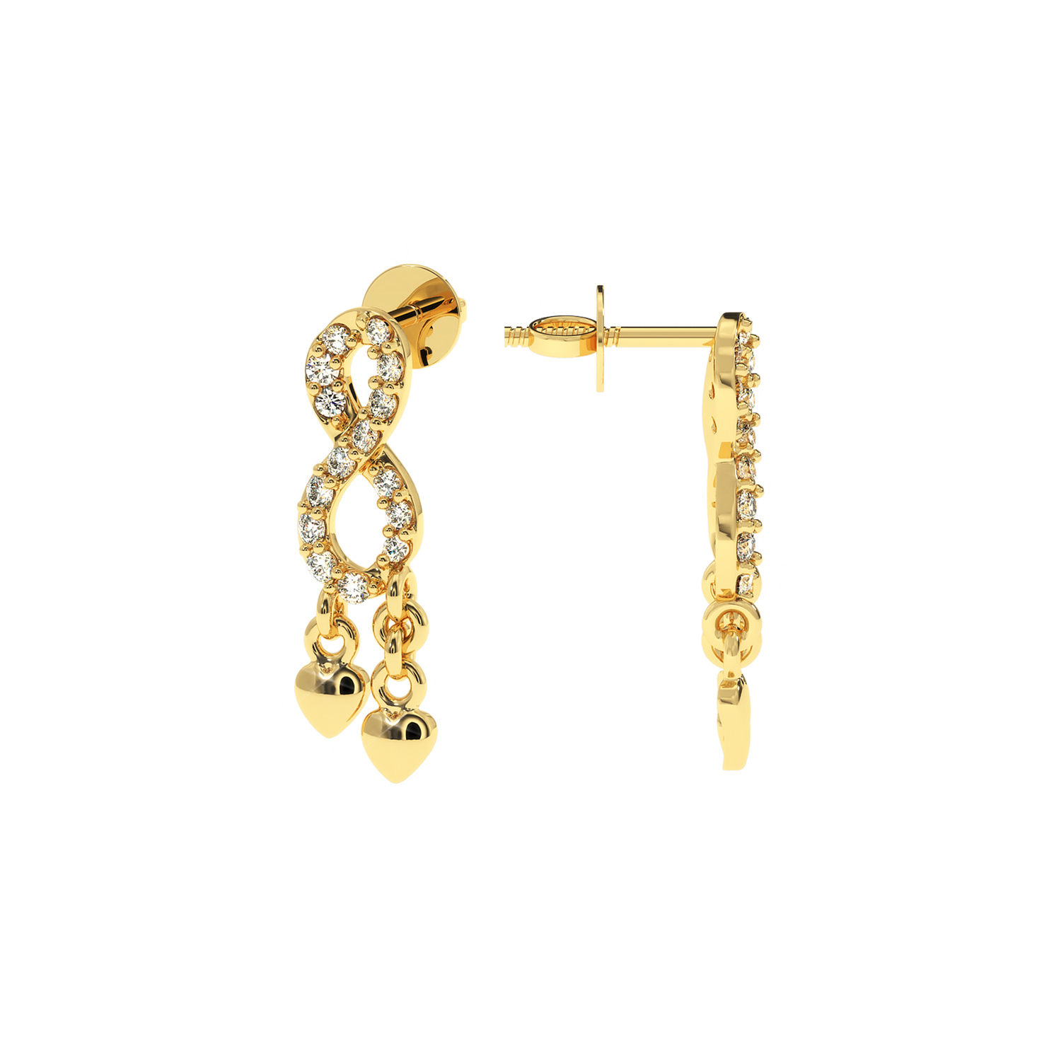 0.15 CT Infinity Heart Lab Diamond Drop Earrings