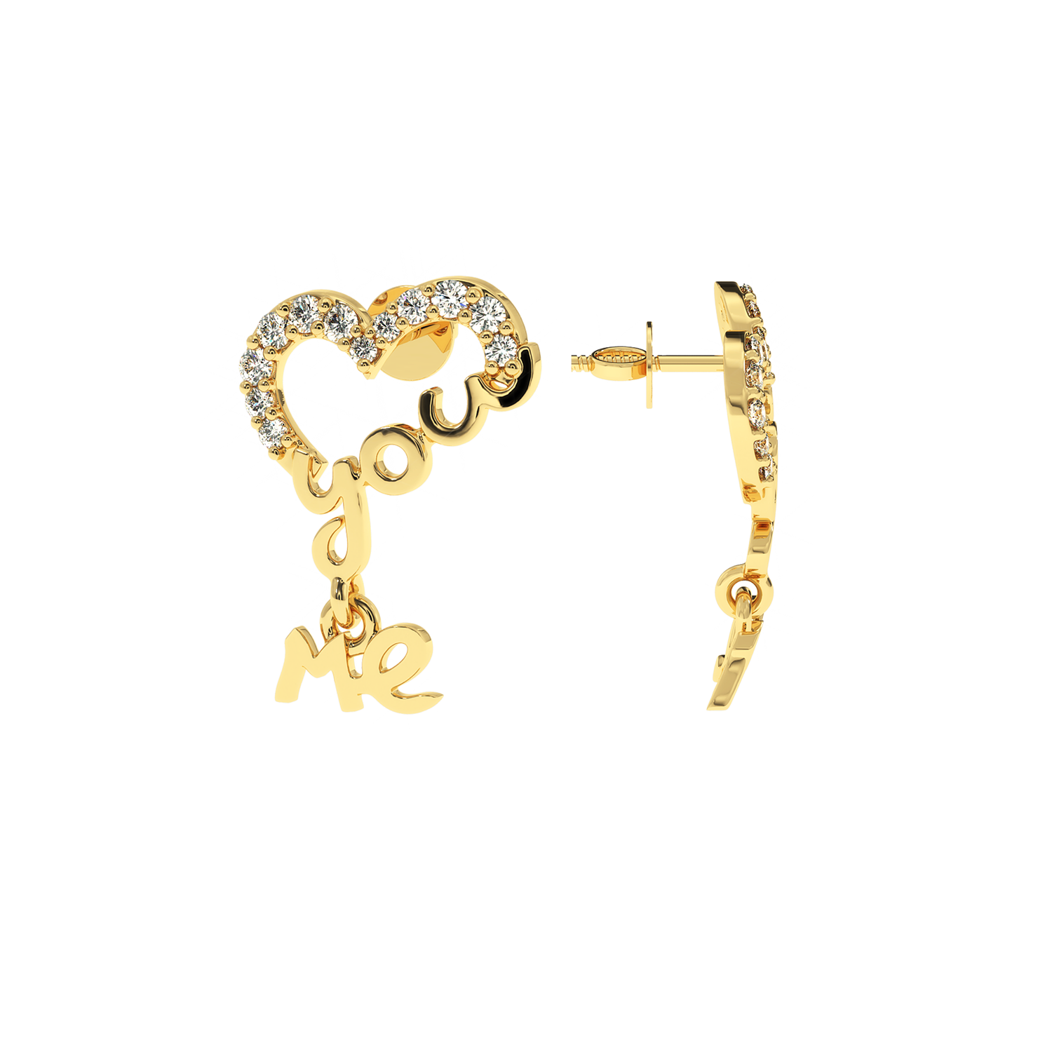 0.20 CT You & Me Heart Lab Diamond Earrings |