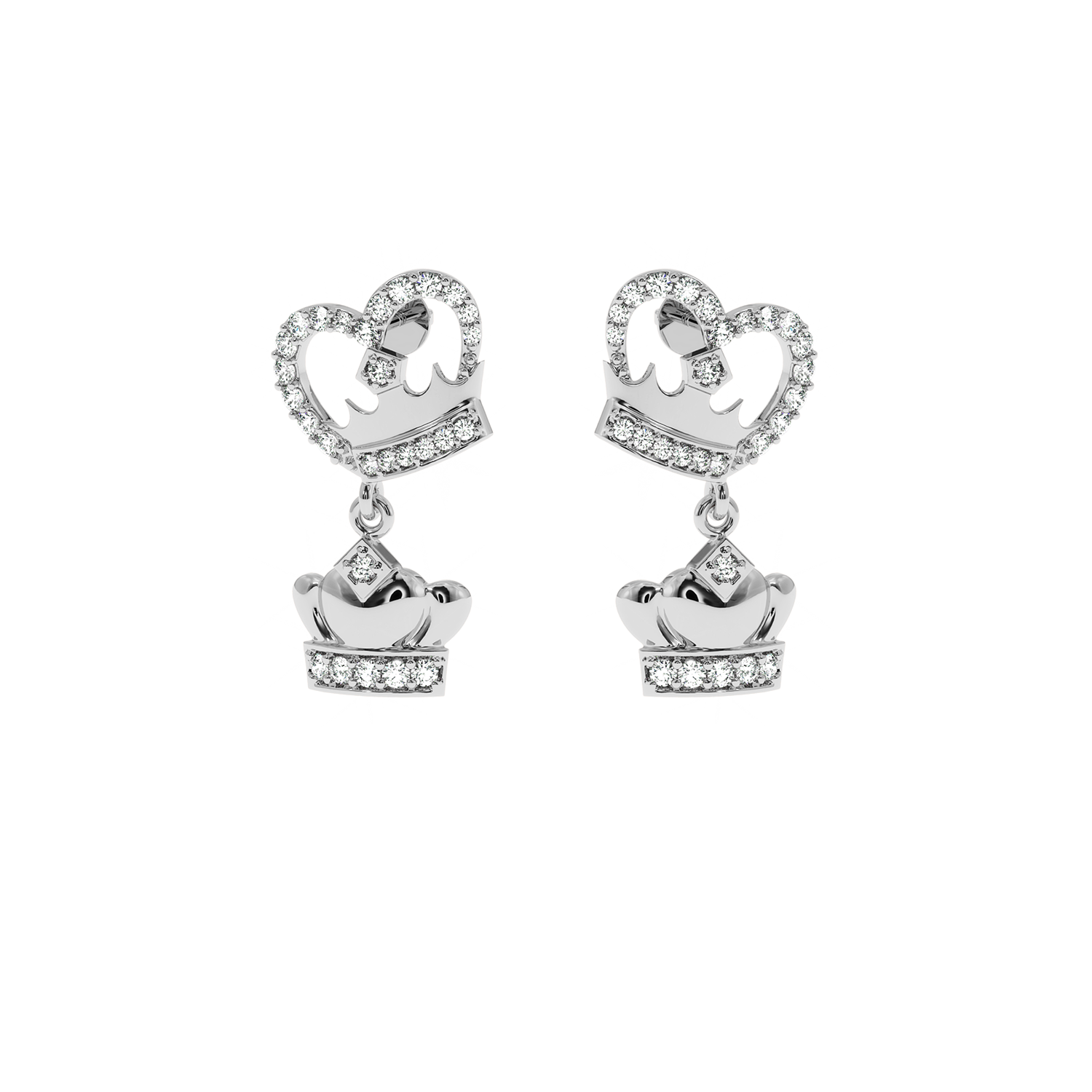 Solitairekart 0.44 CT Crown Heart Lab Diamond Earrings