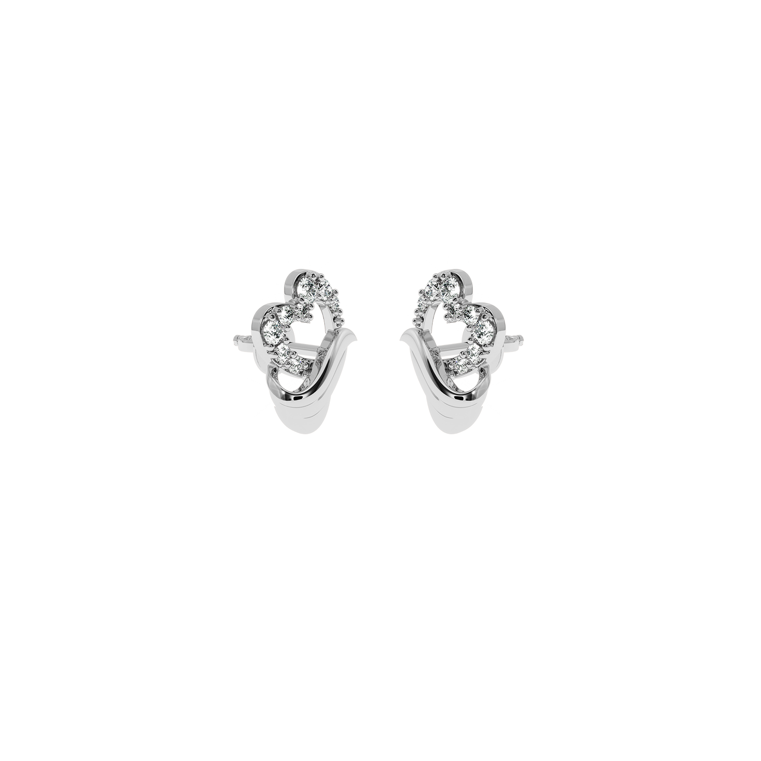 Solitairekart - 0.14 Ct Wave Heart Lab Diamond Studs Earrings