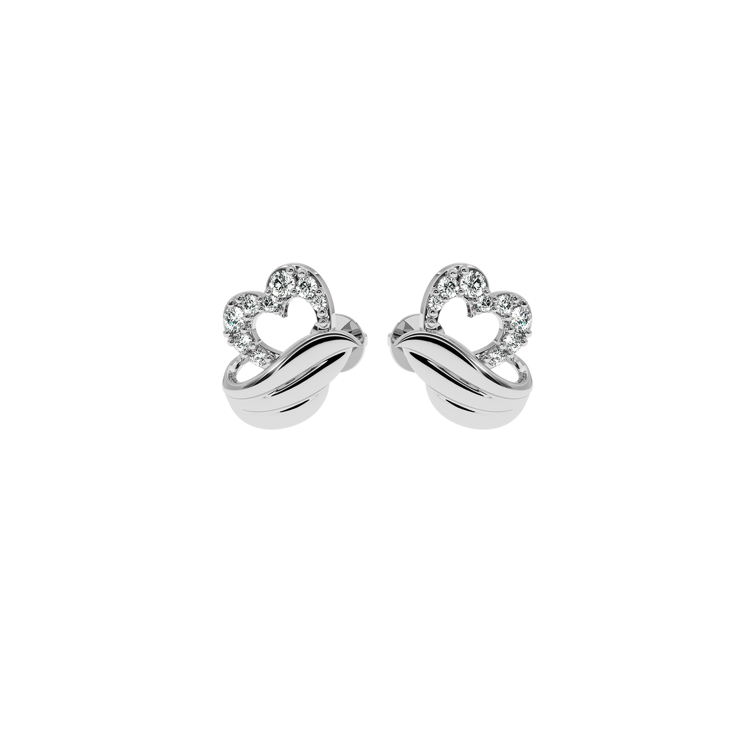 Solitairekart - 0.14 Ct Wave Heart Lab Diamond Studs Earrings