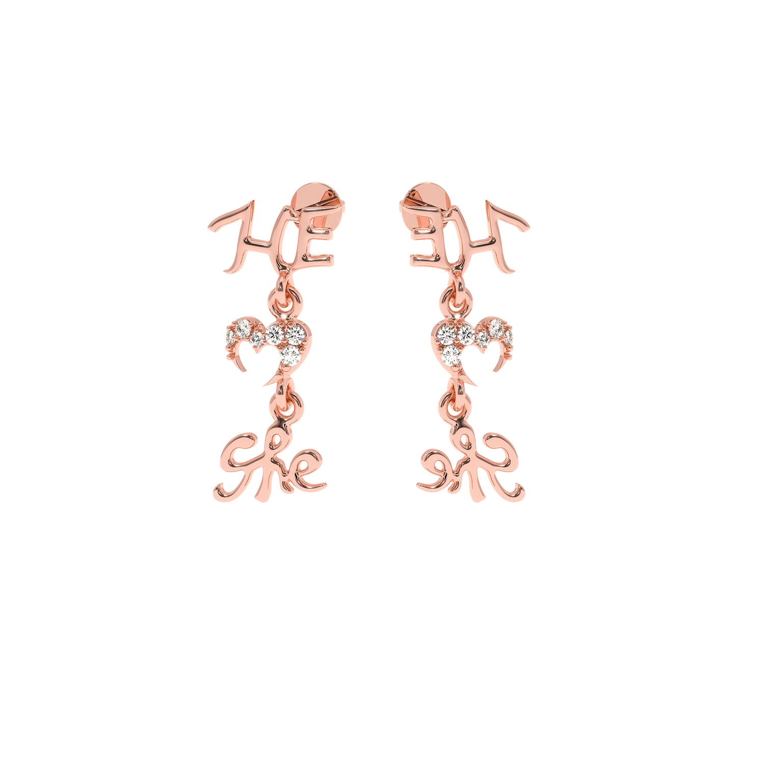 Solitairekart 0.08 Carat He & She Heart Lab-Grown Diamond Earrings