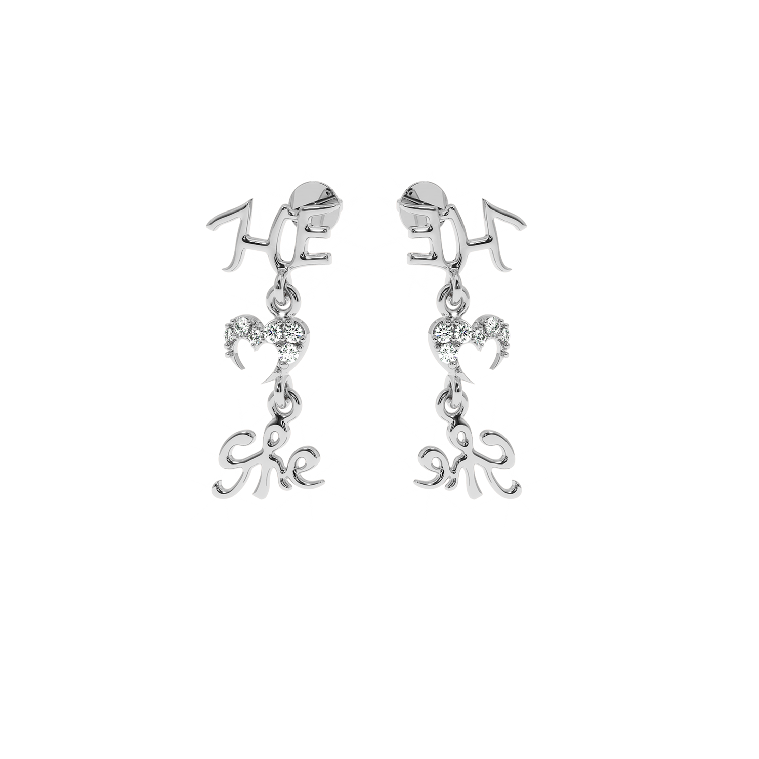 Solitairekart 0.08 Carat He & She Heart Lab-Grown Diamond Earrings