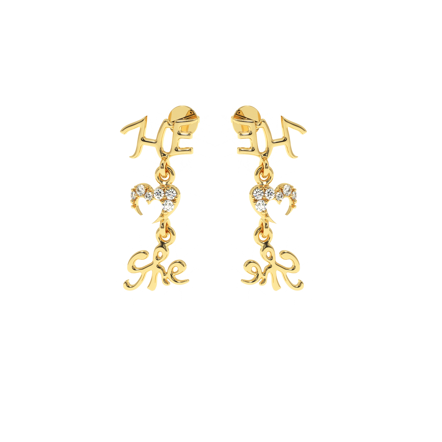 Solitairekart 0.08 Carat He & She Heart Lab-Grown Diamond Earrings