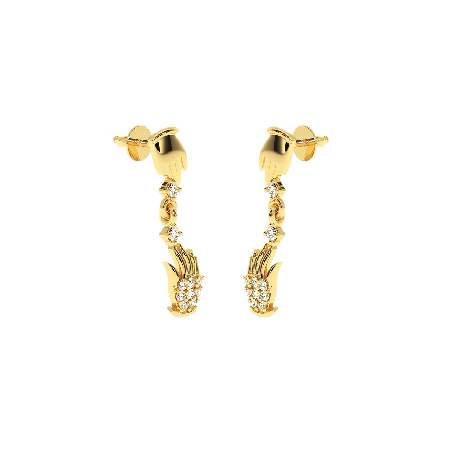 Solitairekart 0.12 Carat Blessing Hands Lab Diamond Earrings |Distinctive & Meaningful Jewelry