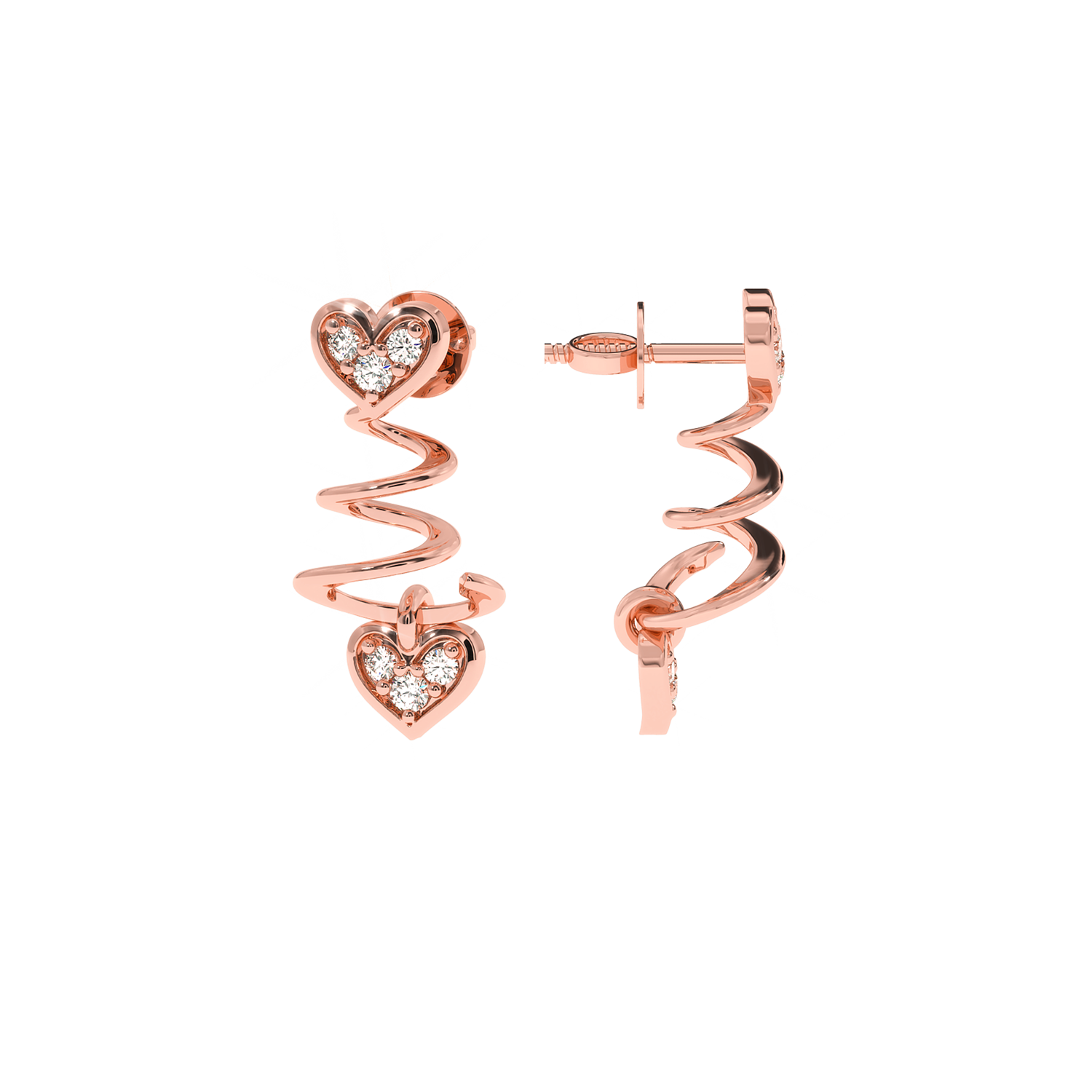 Solitairekart-0.09 Carat Twisted Heart Lab-Grown Diamond Earrings | Luxury Jewelry for Women