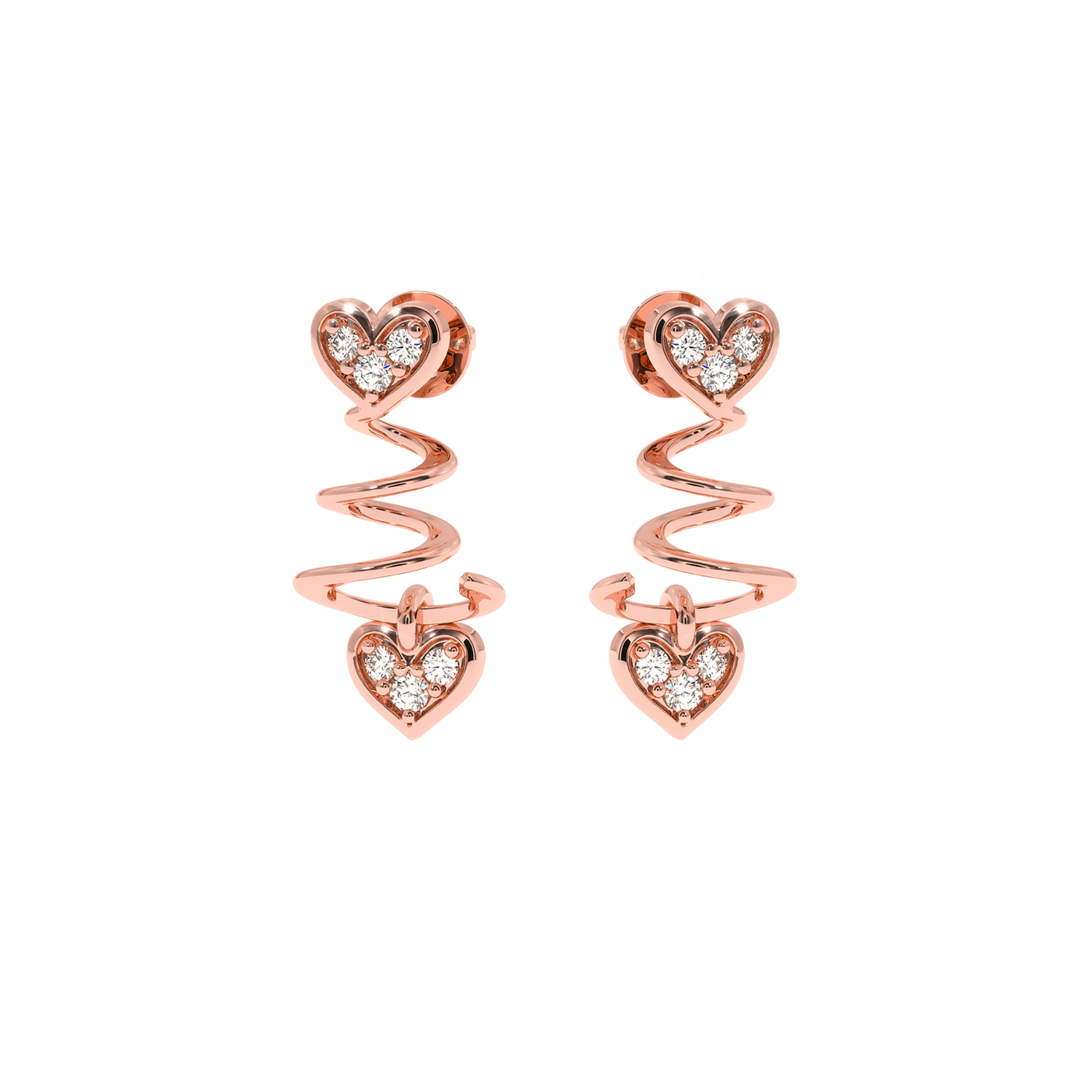 Solitairekart-0.09 Carat Twisted Heart Lab-Grown Diamond Earrings | Luxury Jewelry for Women