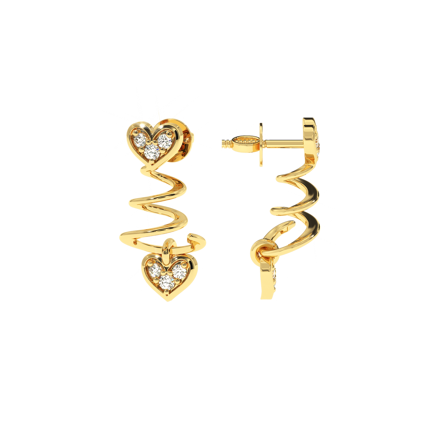 Solitairekart-0.09 Carat Twisted Heart Lab-Grown Diamond Earrings | Luxury Jewelry for Women