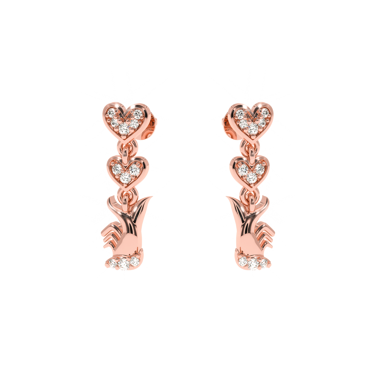 Solitairekart – 0.1 Carat Lab Grown Diamond Divine Hand Earrings | Expressive Symbol of Love & Grace