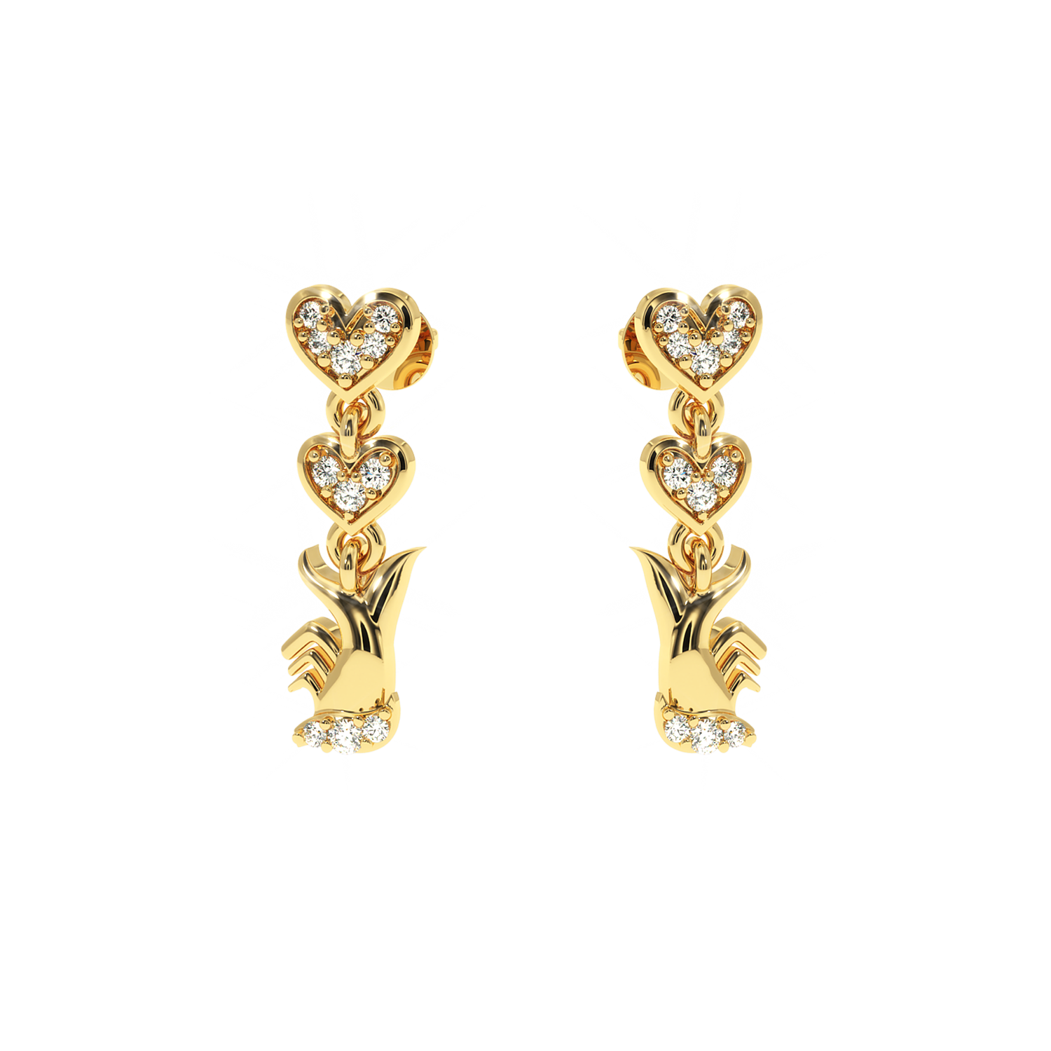 Solitairekart – 0.1 Carat Lab Grown Diamond Divine Hand Earrings | Expressive Symbol of Love & Grace