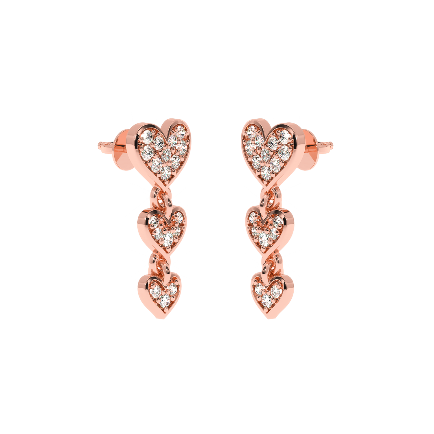 Solitairekart – 0.28 Carat Lab Grown Diamond Multi-Heart Earrings | Luxe Finish