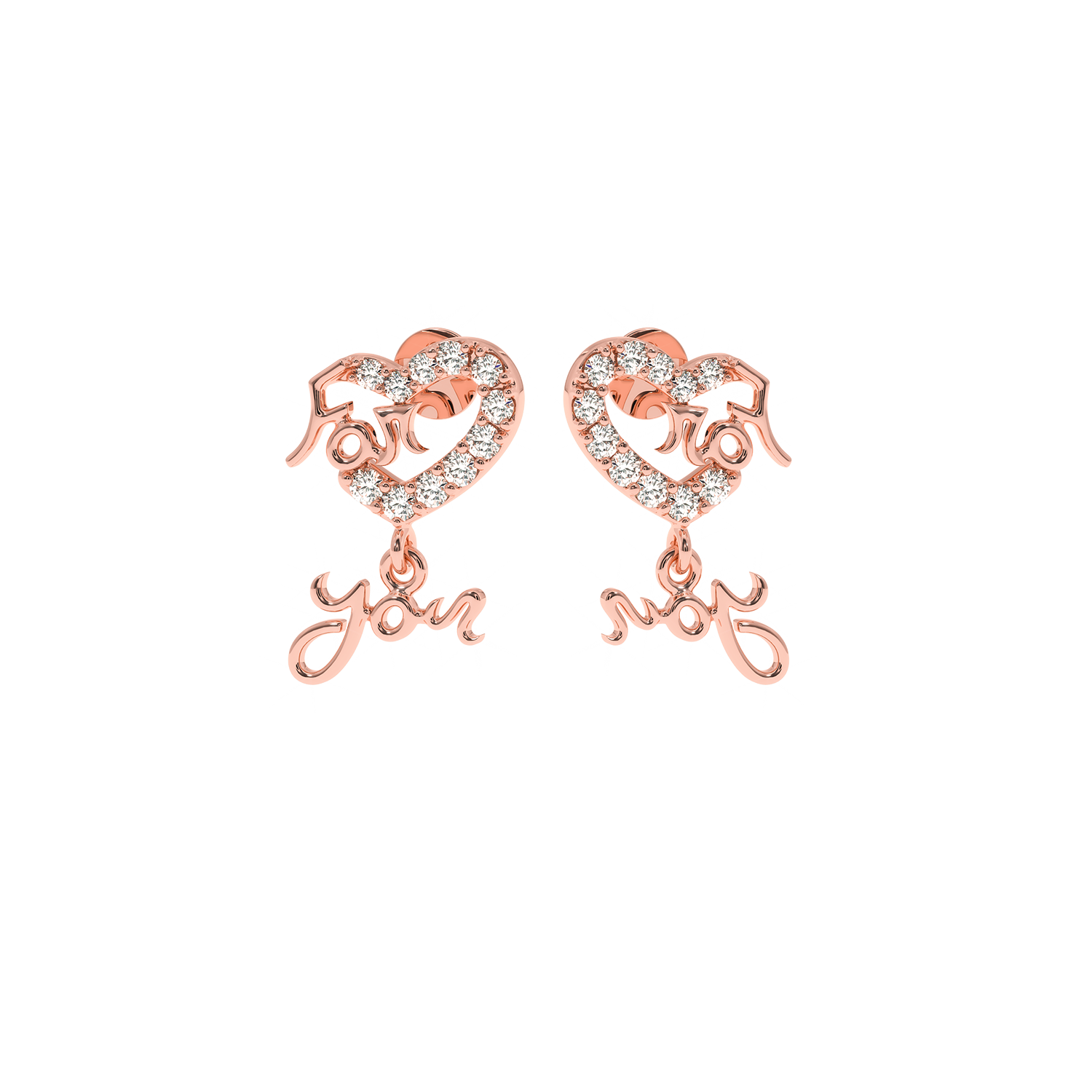 Solitairekart I Love You Heart Earrings 0.28ct Lab Diamond