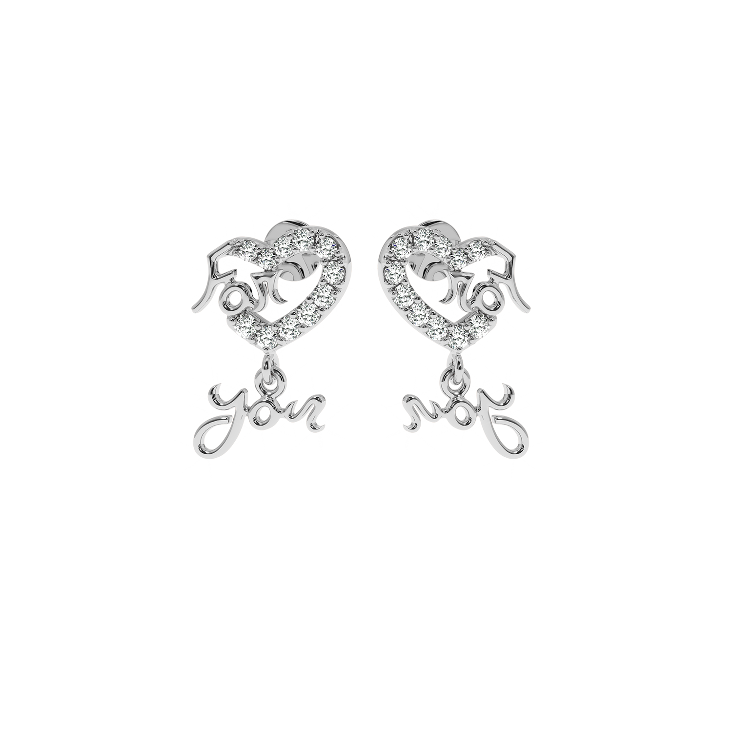 Solitairekart I Love You Heart Earrings 0.28ct Lab Diamond