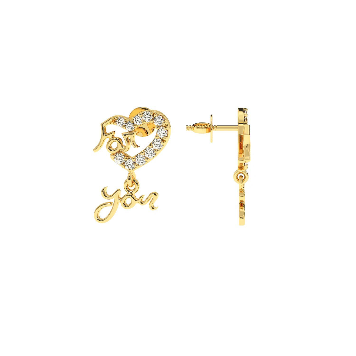 Solitairekart I Love You Heart Earrings 0.28ct Lab Diamond