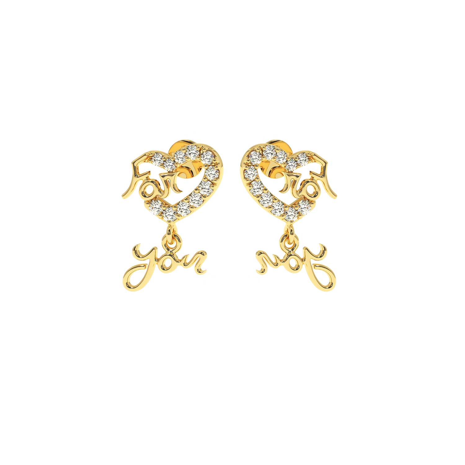 Solitairekart I Love You Heart Earrings 0.28ct Lab Diamond