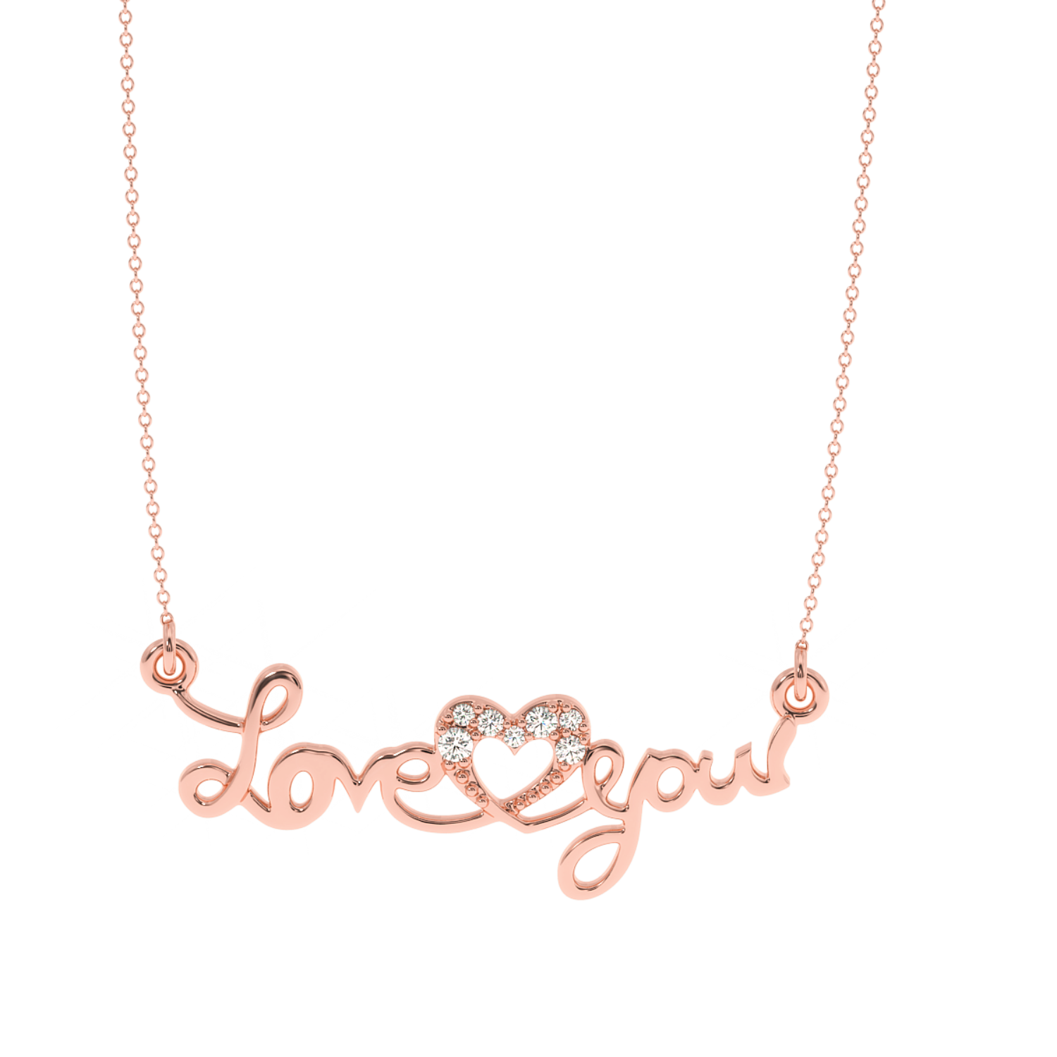 Solitairekart Love You Heart Accent Lab Diamond Pendant-0.06 CT