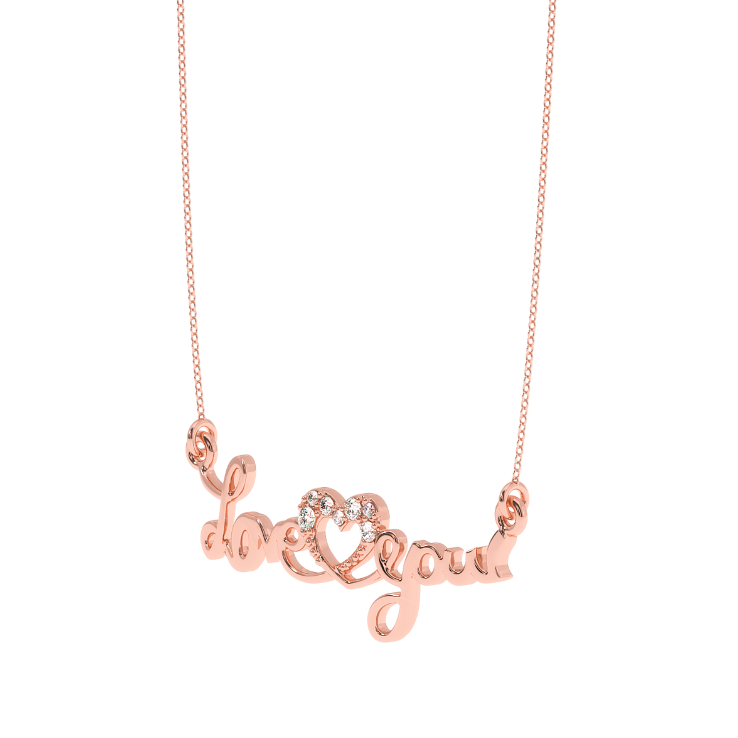 Solitairekart Love You Heart Accent Lab Diamond Pendant-0.06 CT