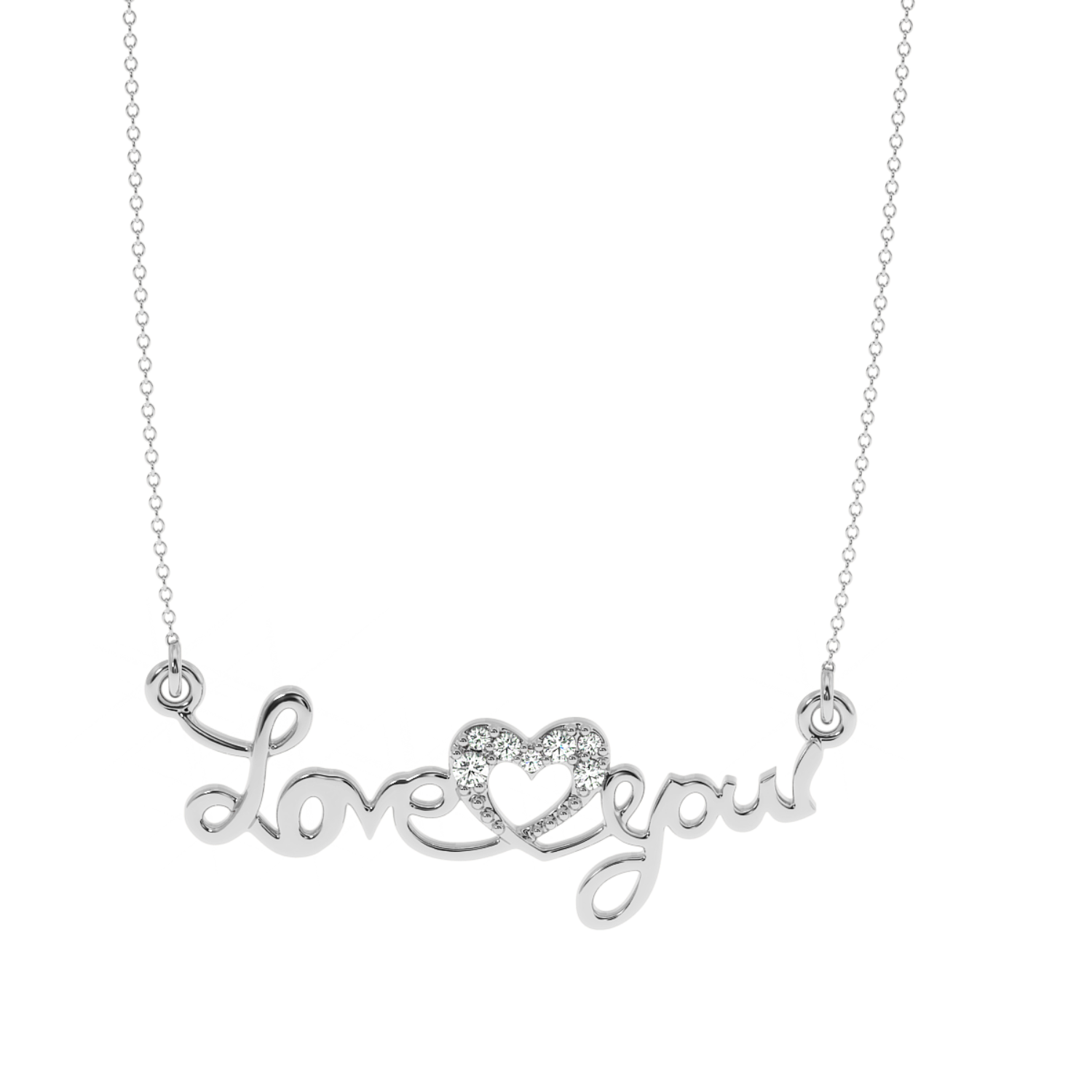 Solitairekart Love You Heart Accent Lab Diamond Pendant-0.06 CT