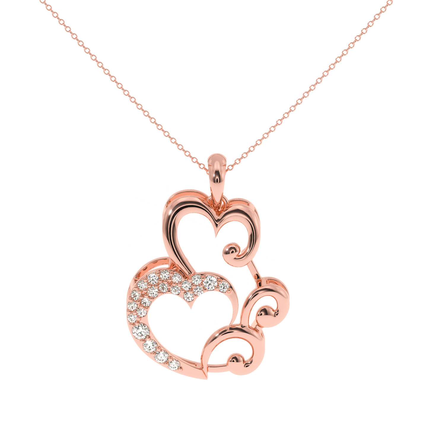 Solitairekart Floral Swirl Heart Pendant - 0.15 Carat Lab Diamond