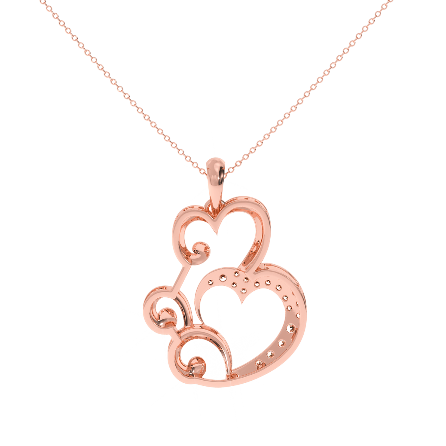Solitairekart Floral Swirl Heart Pendant - 0.15 Carat Lab Diamond