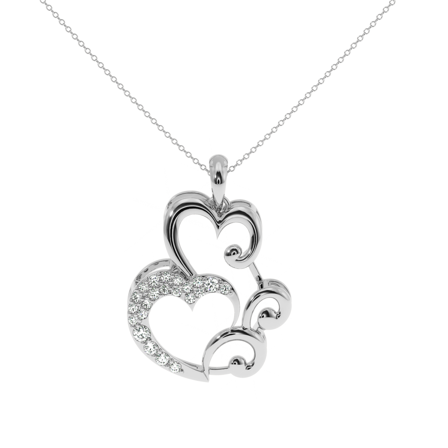 Solitairekart Floral Swirl Heart Pendant - 0.15 Carat Lab Diamond
