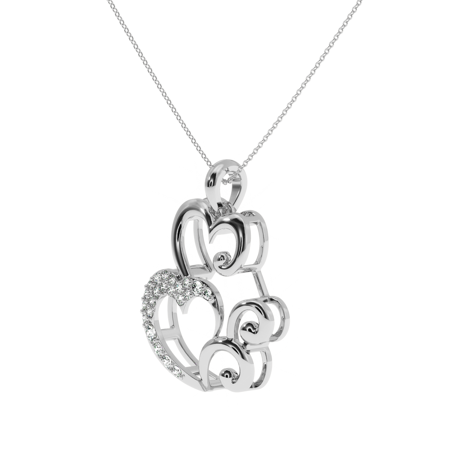 Solitairekart Floral Swirl Heart Pendant - 0.15 Carat Lab Diamond