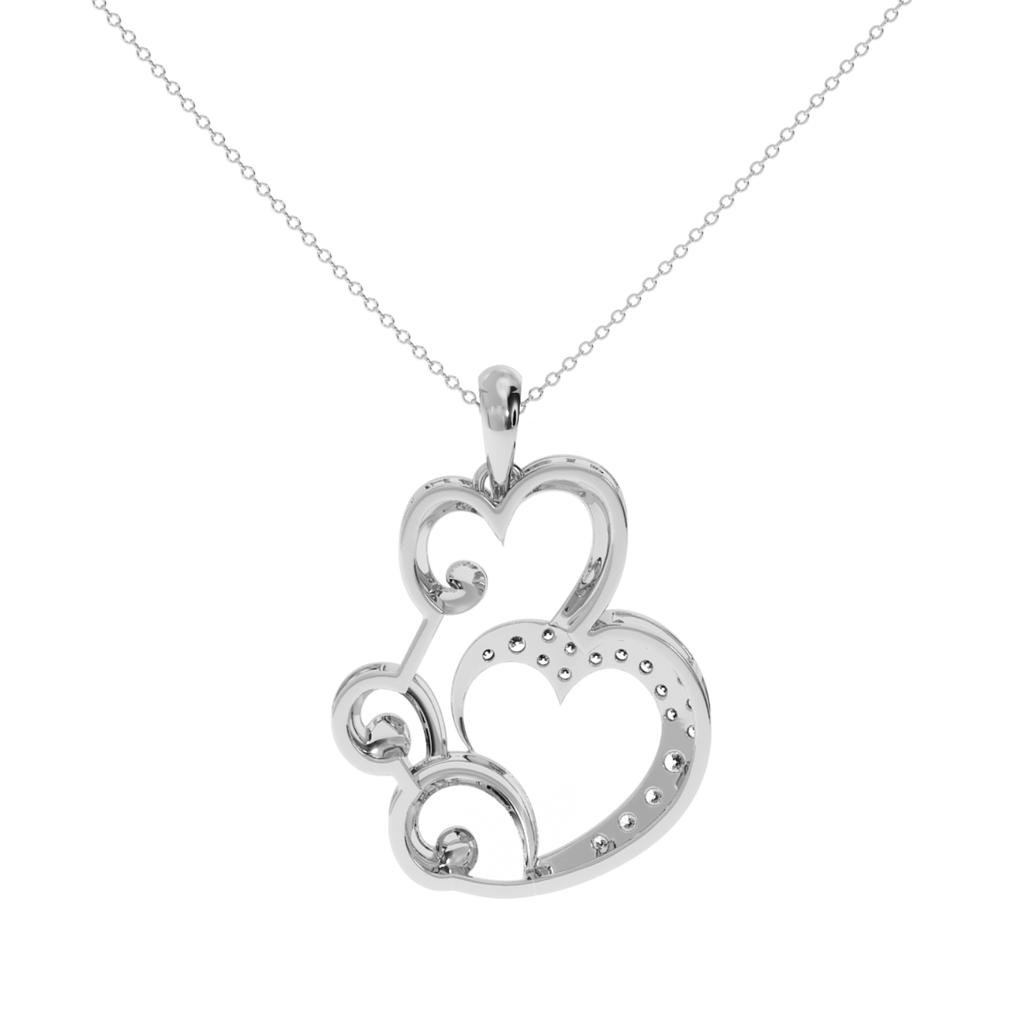 Solitairekart Floral Swirl Heart Pendant - 0.15 Carat Lab Diamond