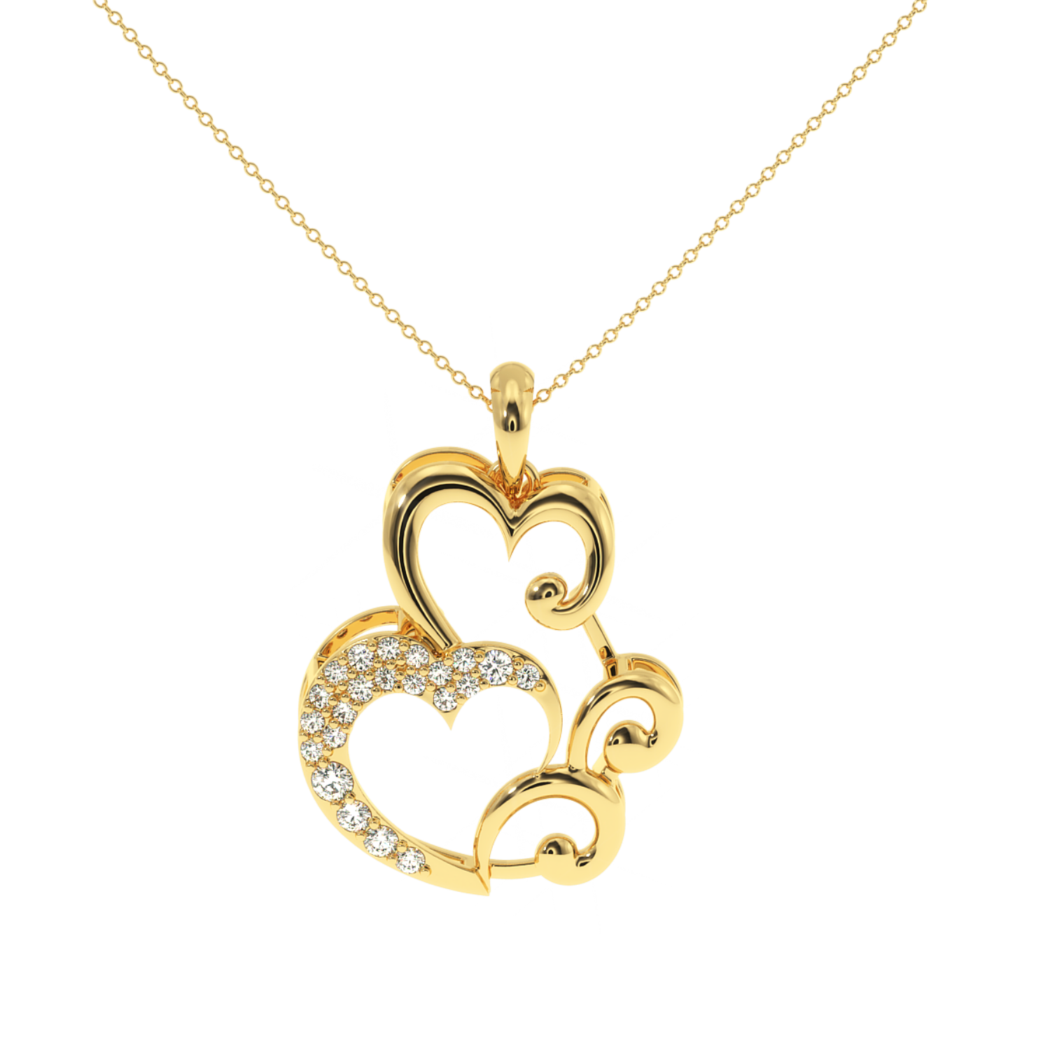 Solitairekart Floral Swirl Heart Pendant - 0.15 Carat Lab Diamond