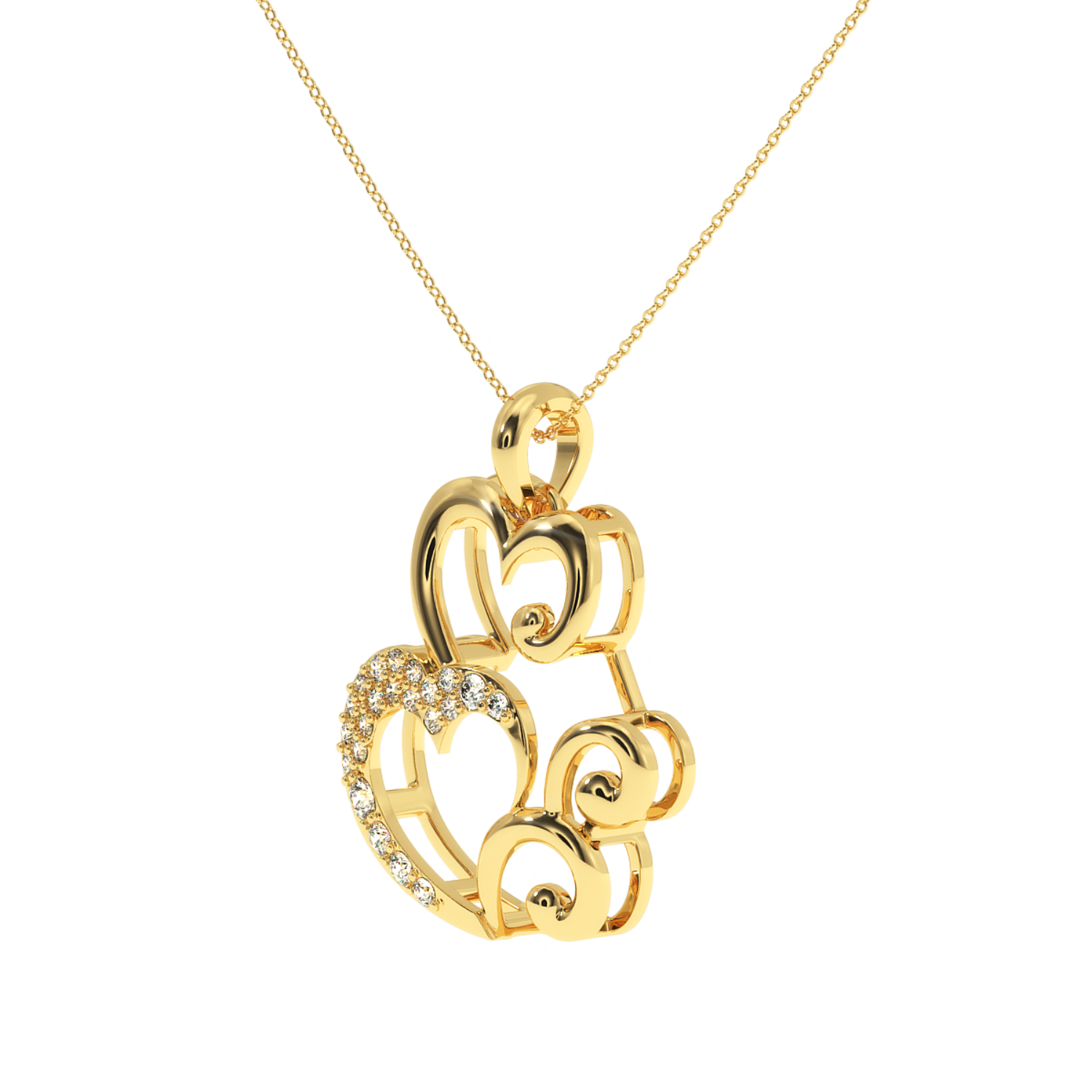 Solitairekart Floral Swirl Heart Pendant - 0.15 Carat Lab Diamond