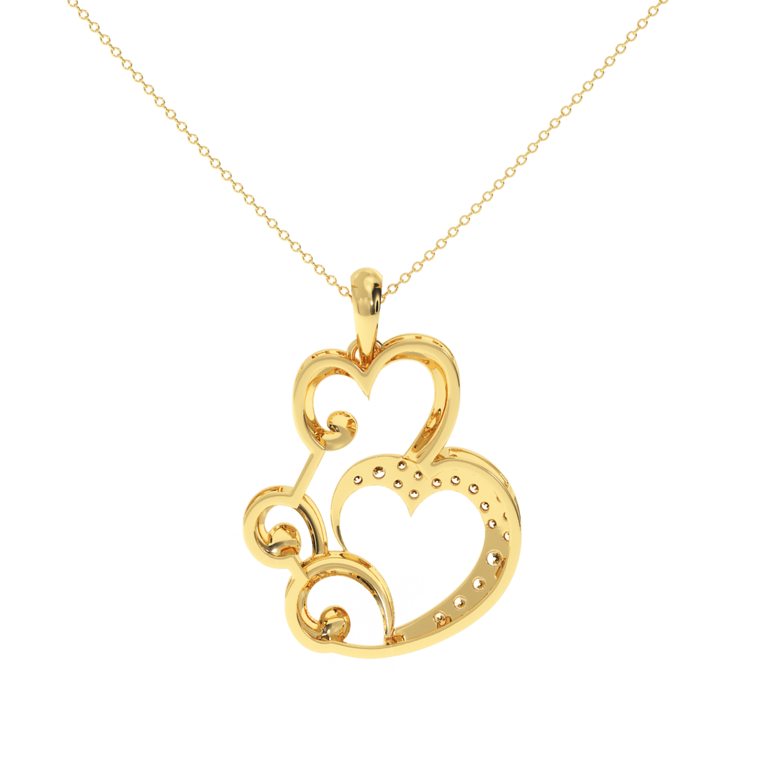 Solitairekart Floral Swirl Heart Pendant - 0.15 Carat Lab Diamond